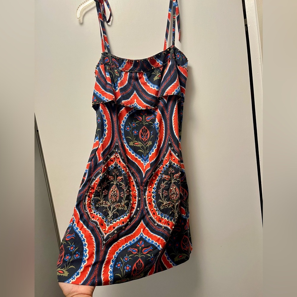 Juicy Couture Black and Red Beaded Silk Dress